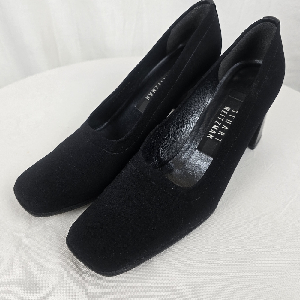 Stuart Weitzman Classic Black Block Heels Sz 6.5B